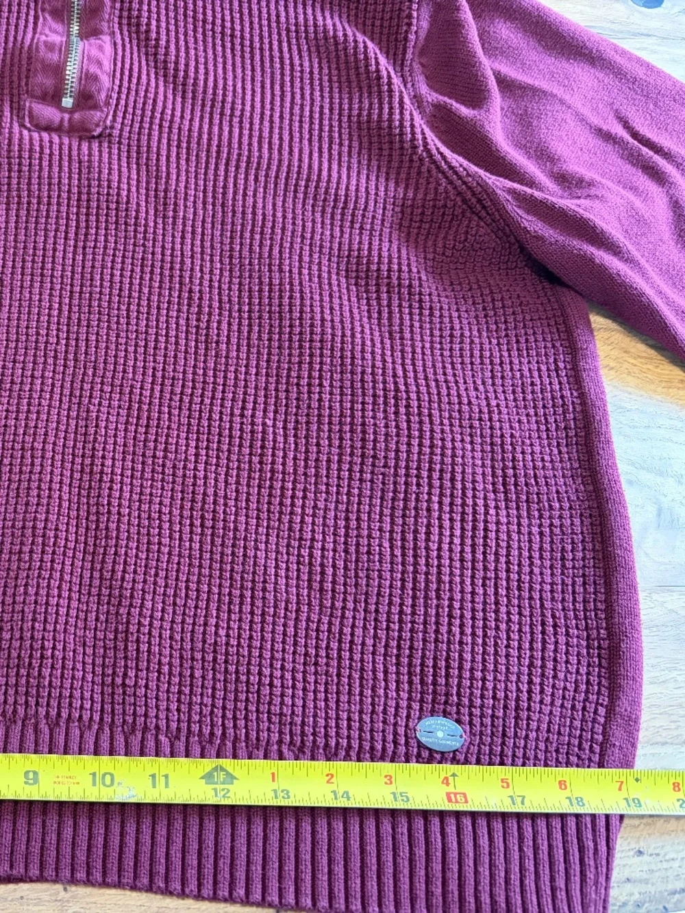 Weatherproof Vintage Quarter Zip Sweater Burgundy Textured Knit Size Large ♥️
